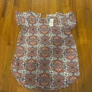Loft Floral Short Sleeve Patterned Top - New with Tag